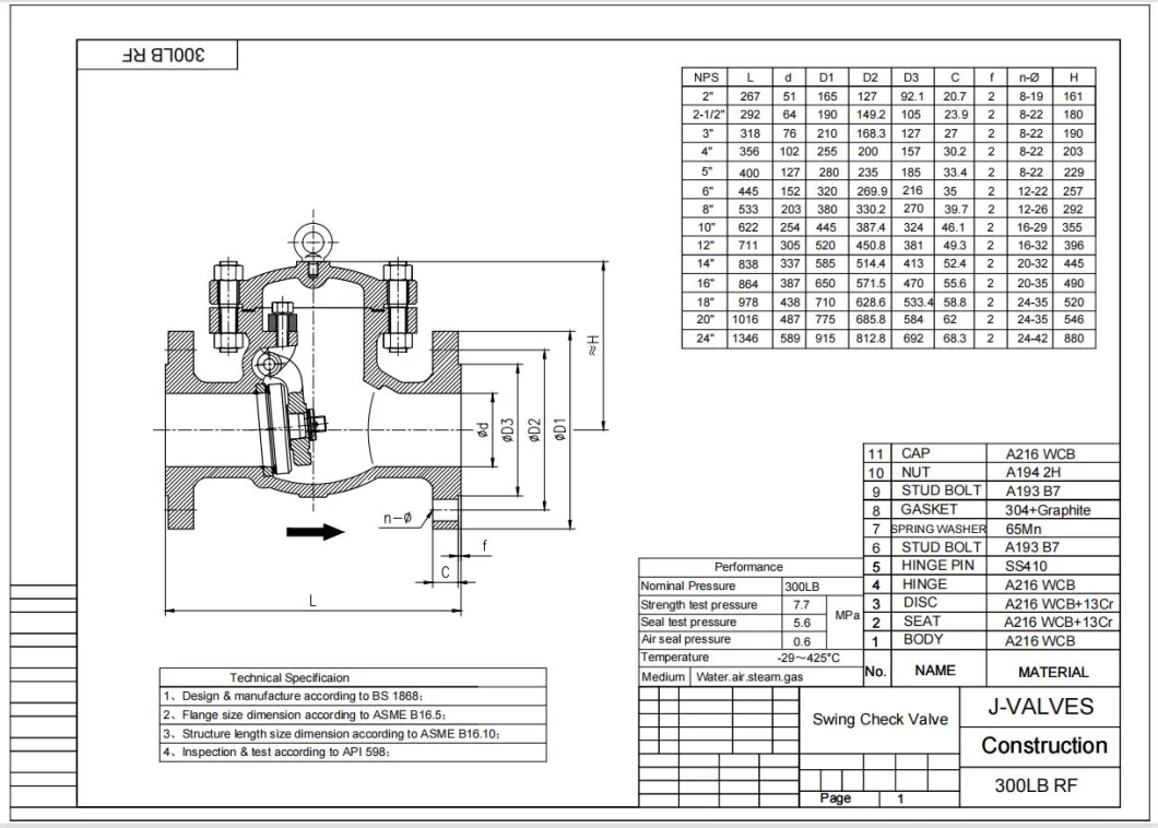 API ANSI DIN JIS Stainless Steel/Cast Steel/Carbon Steel/Wcb Flange/Swing/Wafer/Lift/Dual Check Valve for 150lb 300lb 600lb 900lb