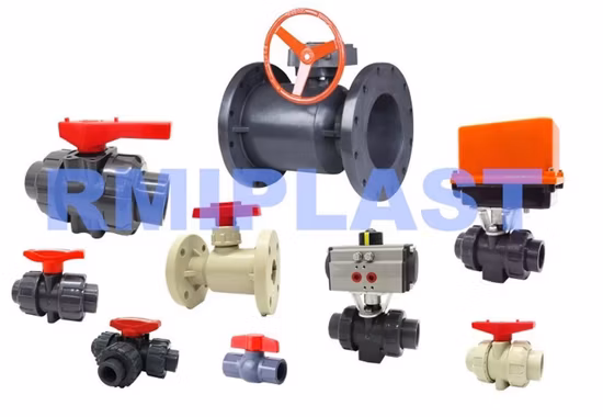 Plastica PVC PVDF PP Pph CPVC UPVC Leva manuale Gear Weir Valvola a membrana Valvola a farfalla/Flangia Valvola a sfera con unione vera/Valvola di ritegno elettrica pneumatica
